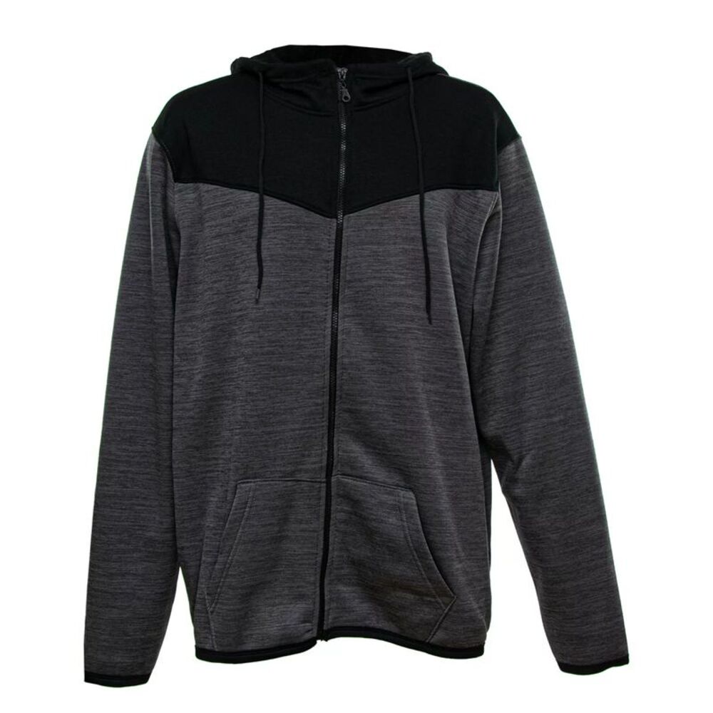 Woodland Creek Men's Full Zip Hoodie in Black/Grey, 2XL